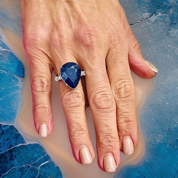 Sapphire Diamond Ring Size 6.5 14k W Gold 17.73 TCW Certified $3,590 217843 - Picture 11 of 14